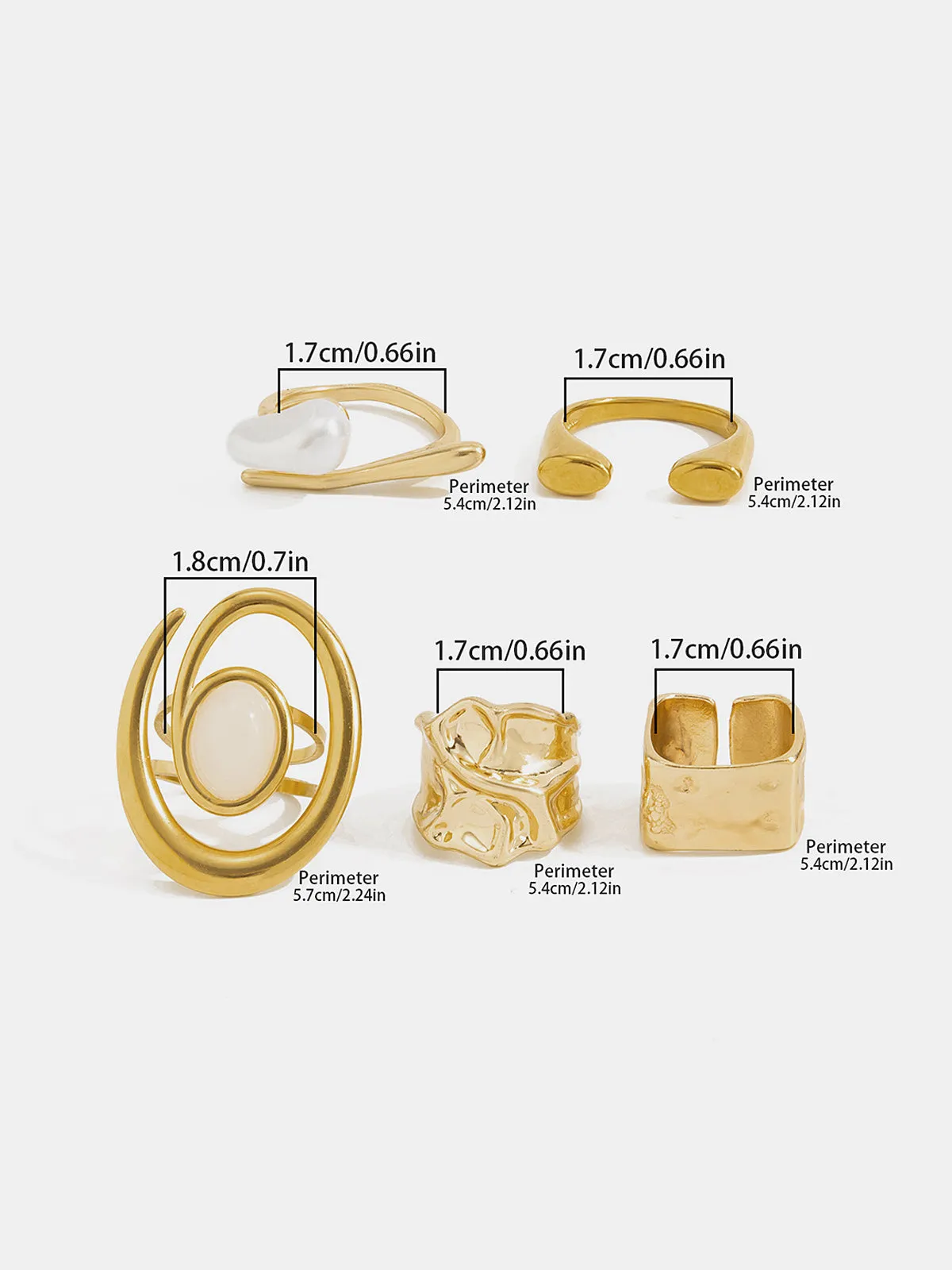 5pcs Irregular Statement Stacked Rings Set sold by COMMENSE product image thumbnail 4