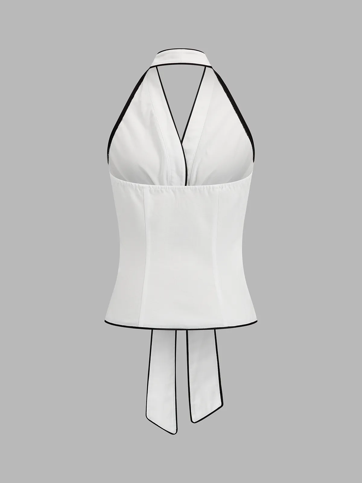 Contrast Trim Halter Tie Top sold by COMMENSE product image thumbnail 4