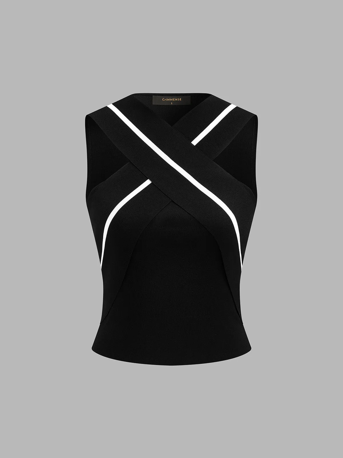 Crisscross Neck Sleeveless Knit Top sold by COMMENSE product image thumbnail 2