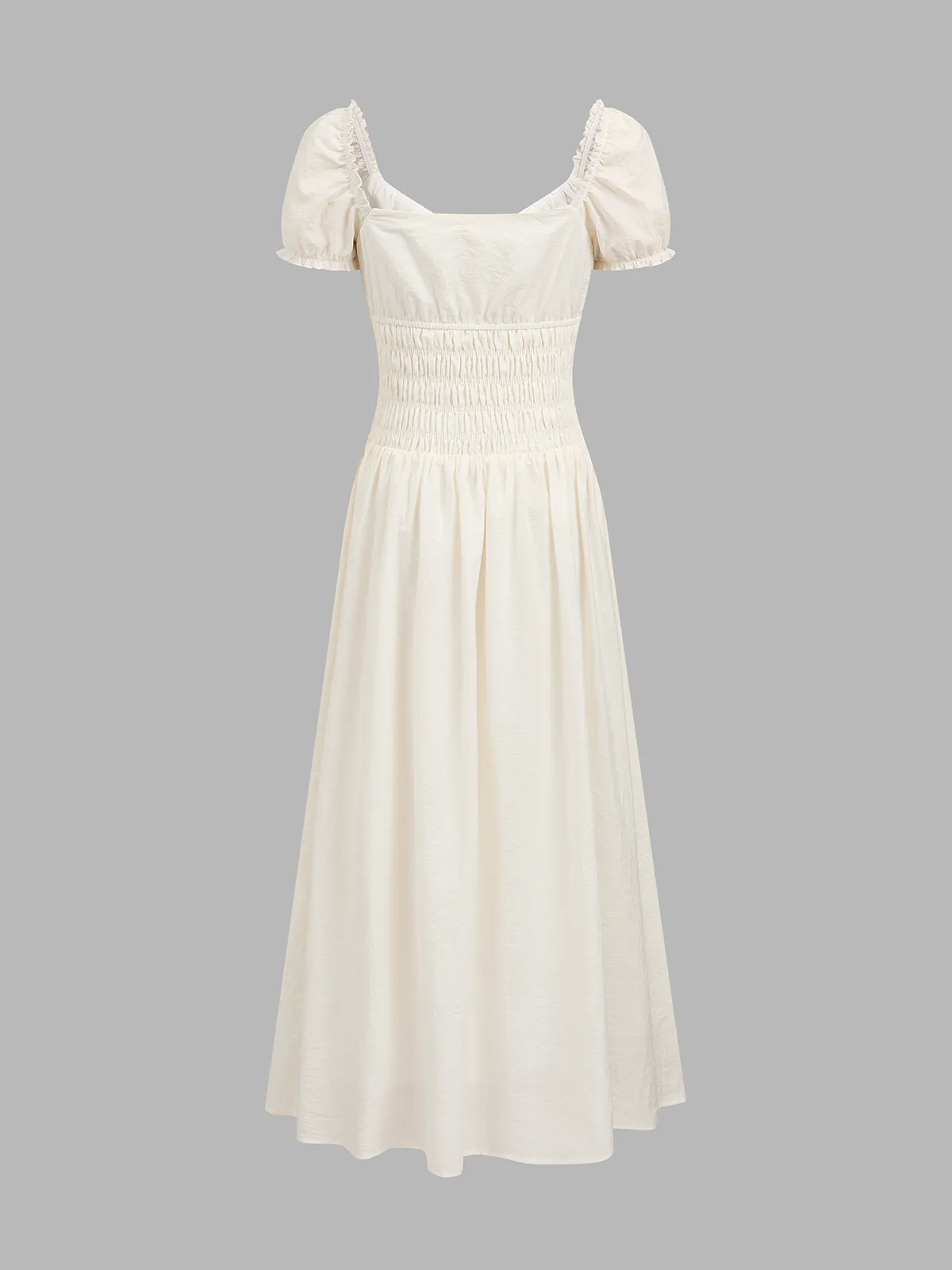 Puff Sleeve Smocked Midi Dress sold by COMMENSE product image thumbnail 3