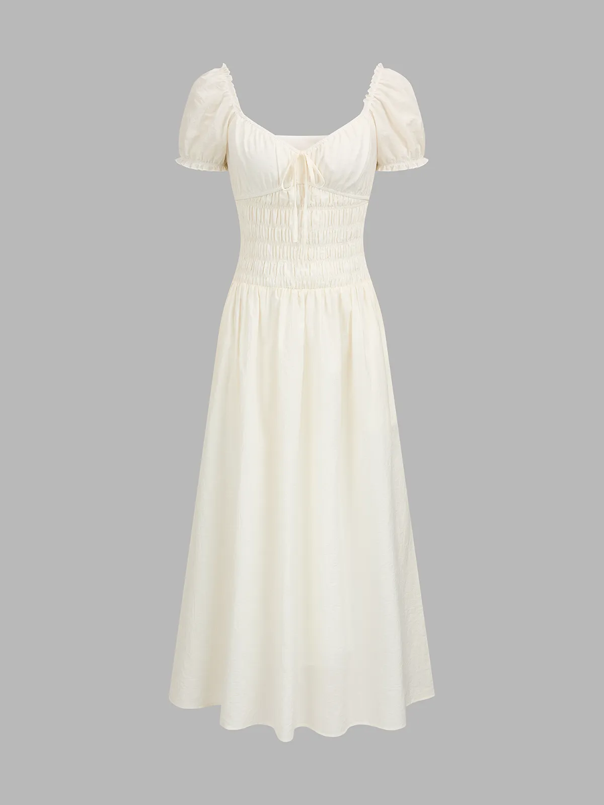 Puff Sleeve Smocked Midi Dress sold by COMMENSE product image thumbnail 2