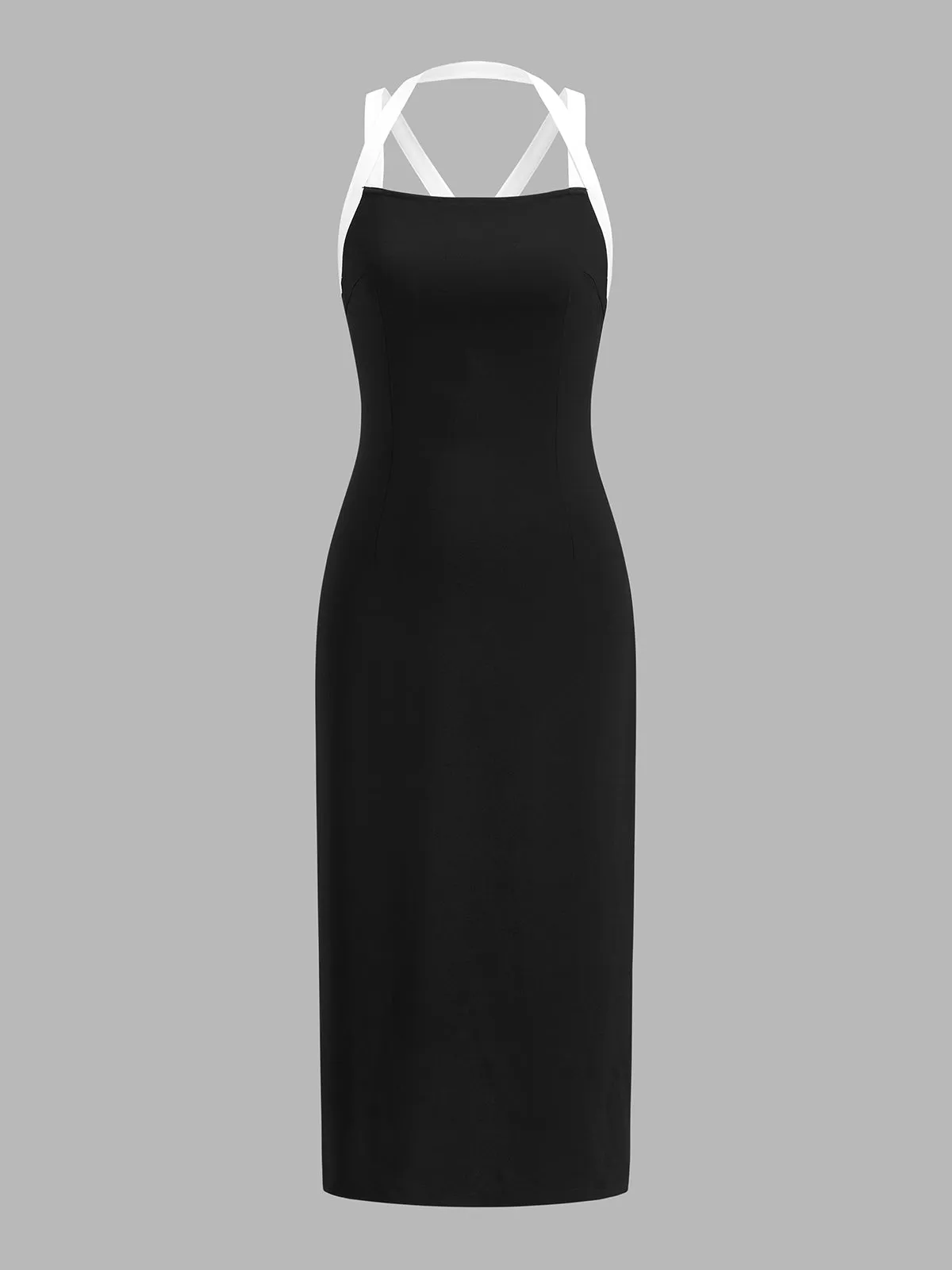 Contrast Strap Bow Back Midi Bodycon Dress sold by COMMENSE product image thumbnail 2