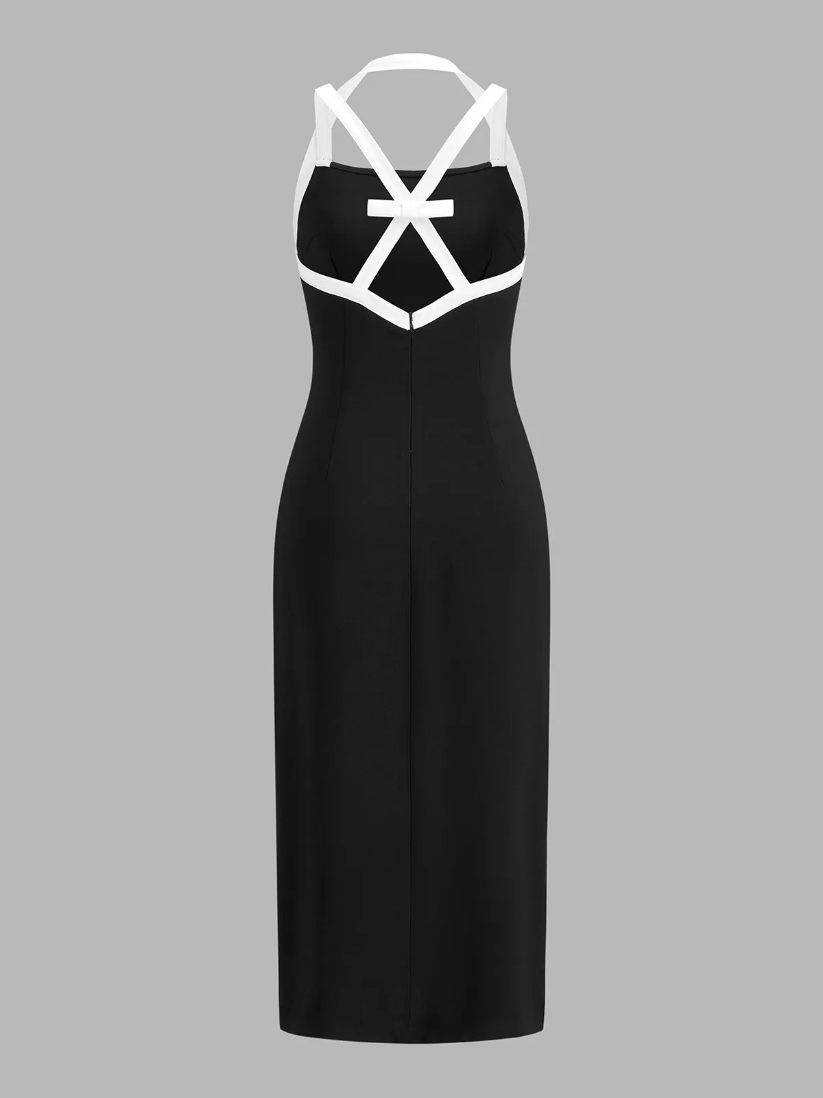 Contrast Strap Bow Back Midi Bodycon Dress sold by COMMENSE product image thumbnail 3