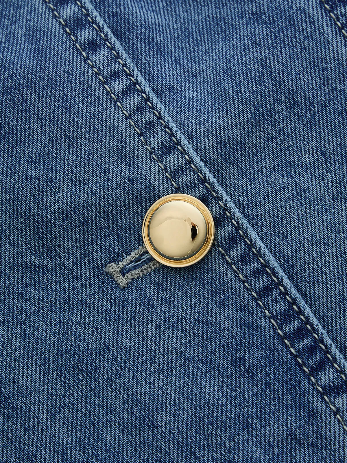 Tulip Short Sleeve Fit Flare Denim Mini Dress sold by COMMENSE product image thumbnail 4