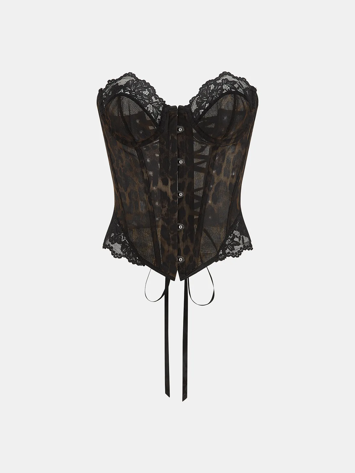Leopard Print Lace Strapless Bustier sold by COMMENSE
