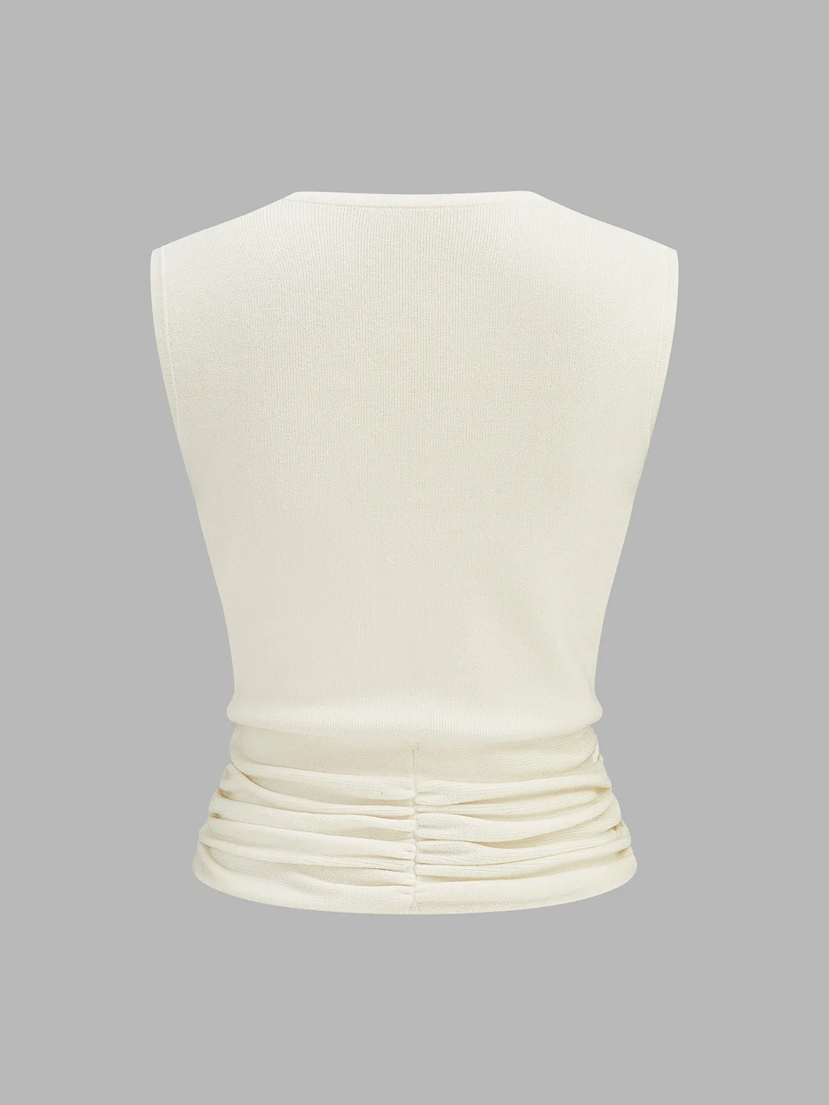 Notched V Neck Ruched Knit Tank Top sold by COMMENSE product image thumbnail 2