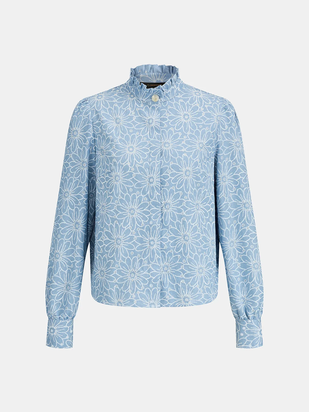 Floral Ruffled Collar Long Sleeve Blouse sold by COMMENSE product image thumbnail 2