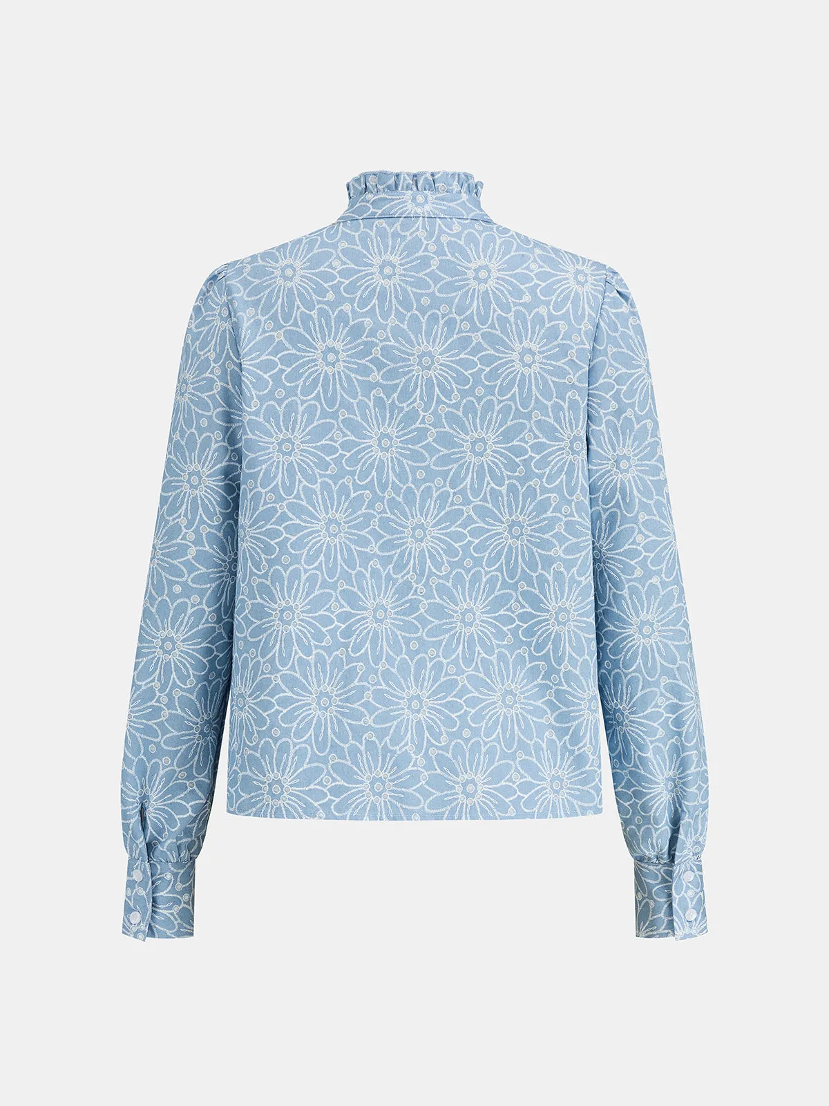Floral Ruffled Collar Long Sleeve Blouse sold by COMMENSE product image thumbnail 3