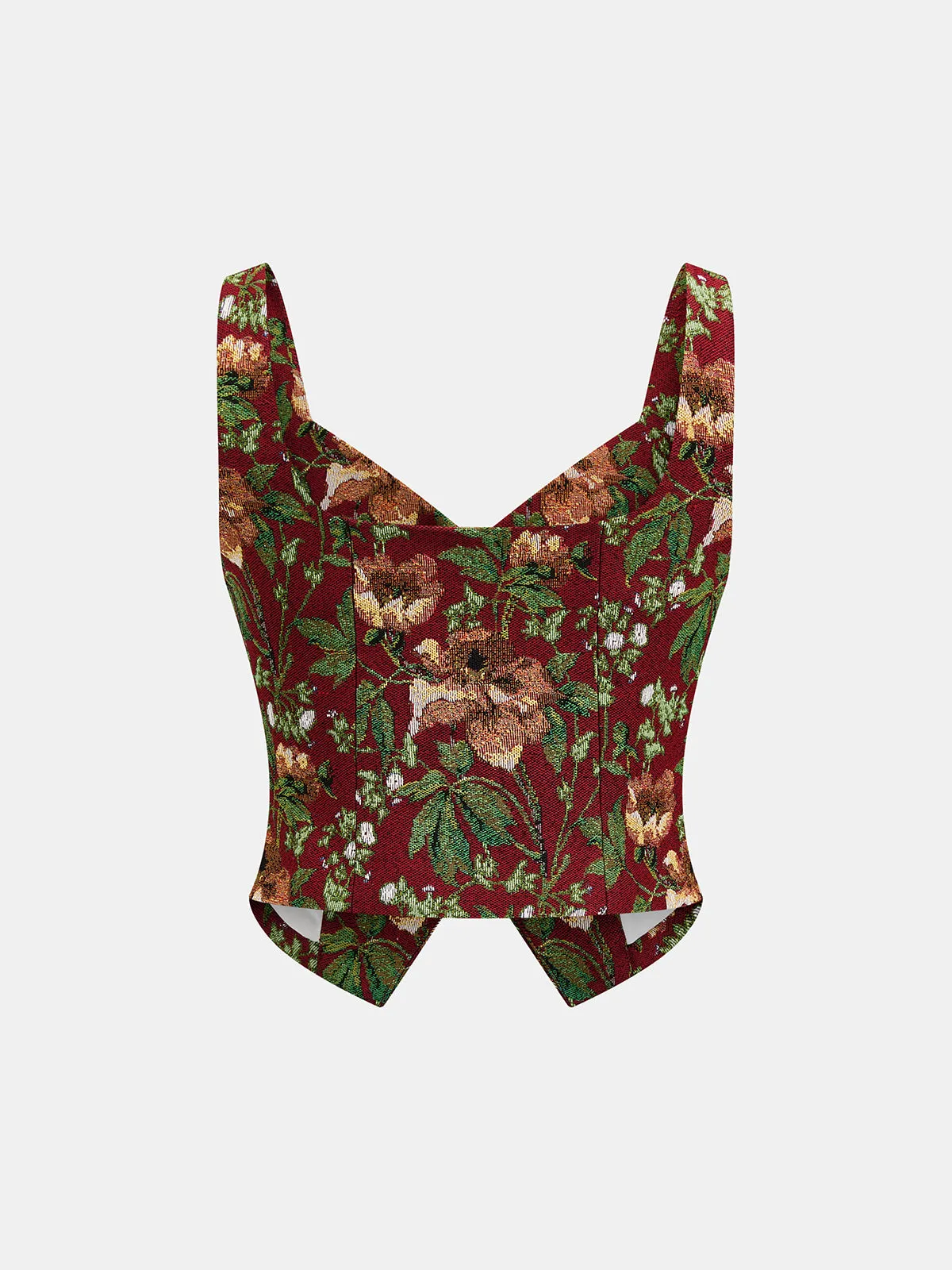 Floral Tapestry Lapel Corset Tank Top sold by COMMENSE product image thumbnail 2