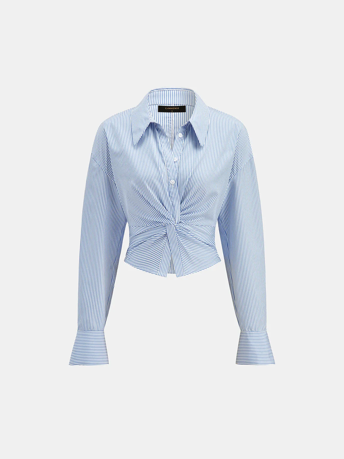 Striped Twisted Waist Long Sleeve Shirt sold by COMMENSE product image thumbnail 2