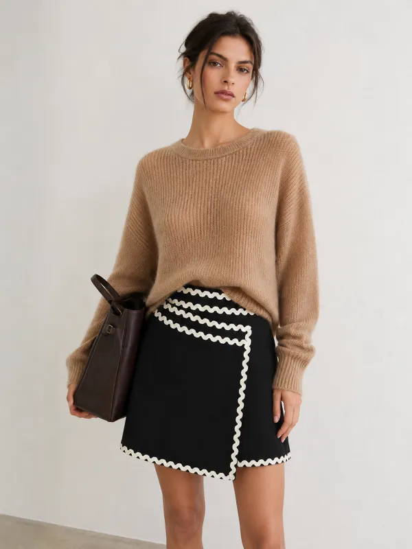 Wavy Trim Wrap Mini Skirt made by COMMENSE