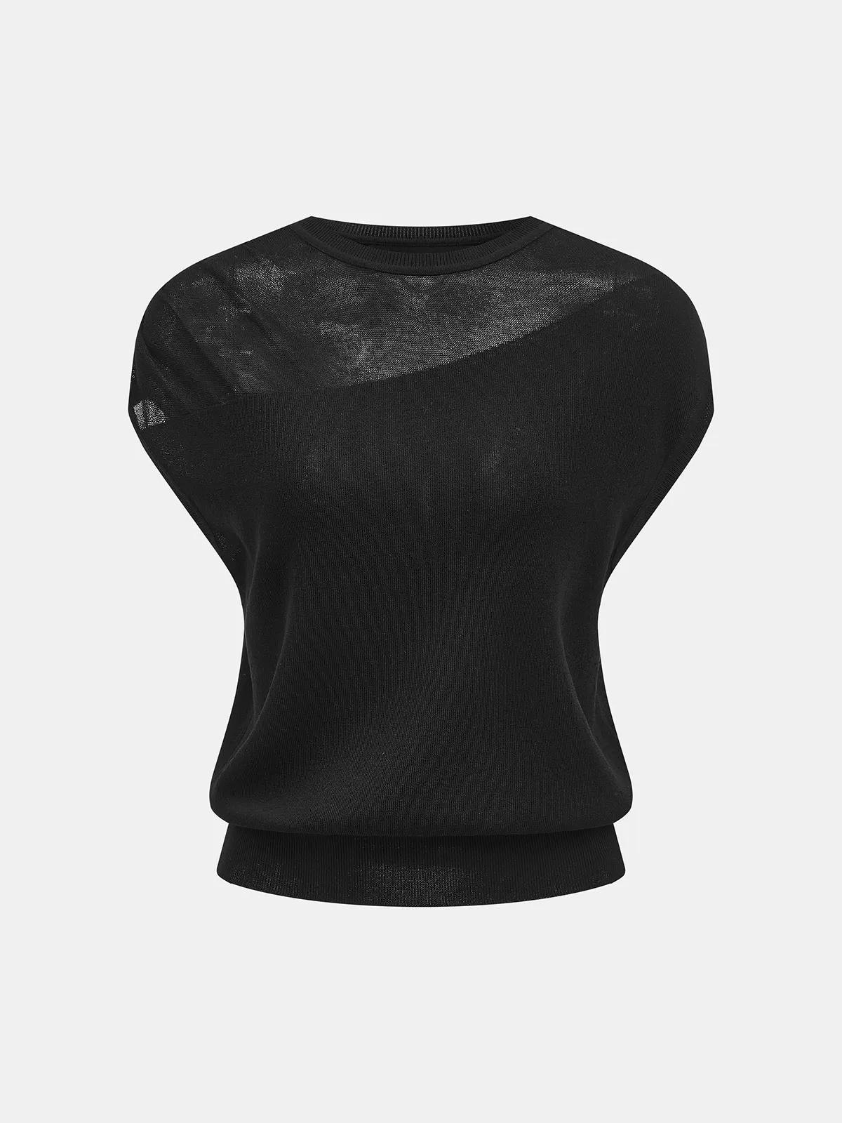 Asymmetric Sheer Shoulder Knit Top sold by COMMENSE product image thumbnail 2