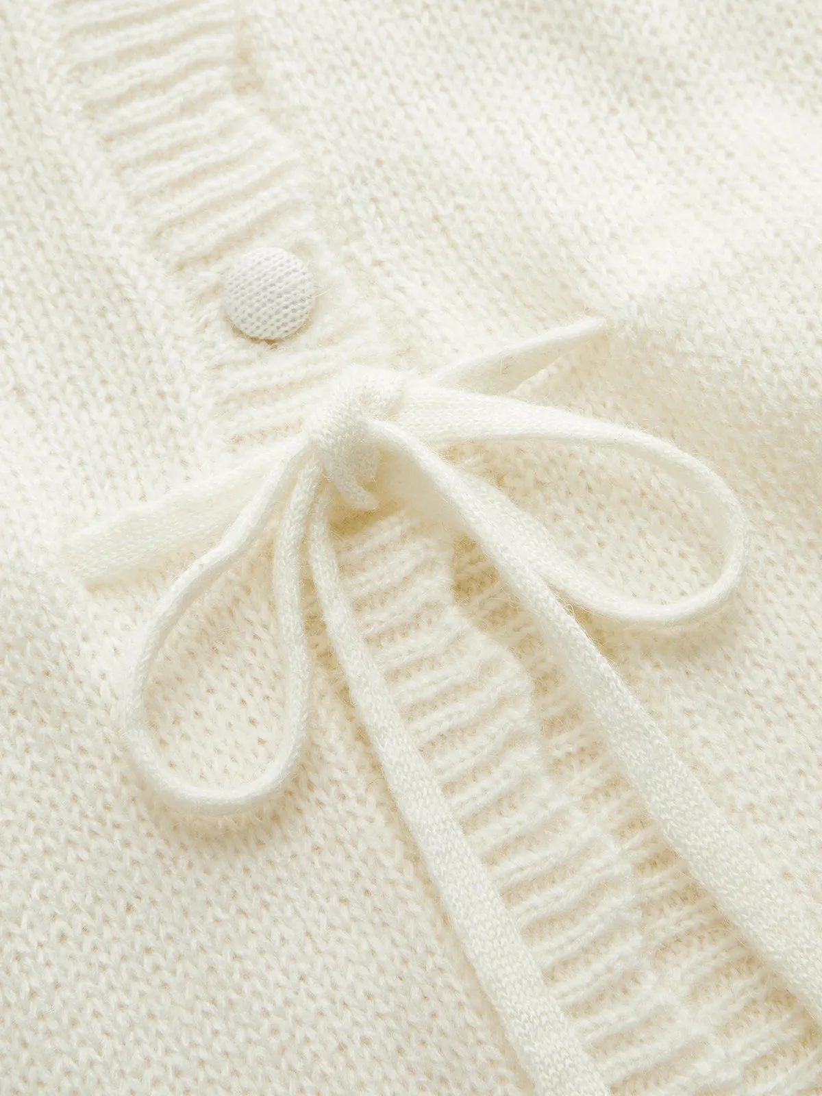 Rose Embroidery Drawstring Flare Knit Cardigan sold by COMMENSE product image thumbnail 3