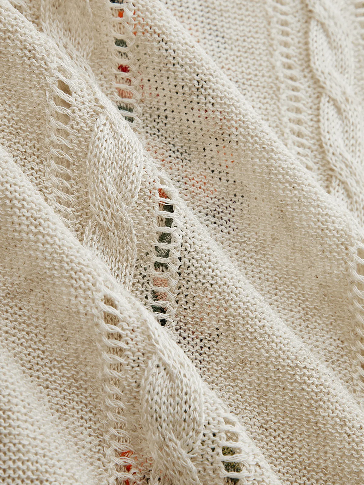 Floral Embroidery Cable Knit Vest sold by COMMENSE product image thumbnail 4