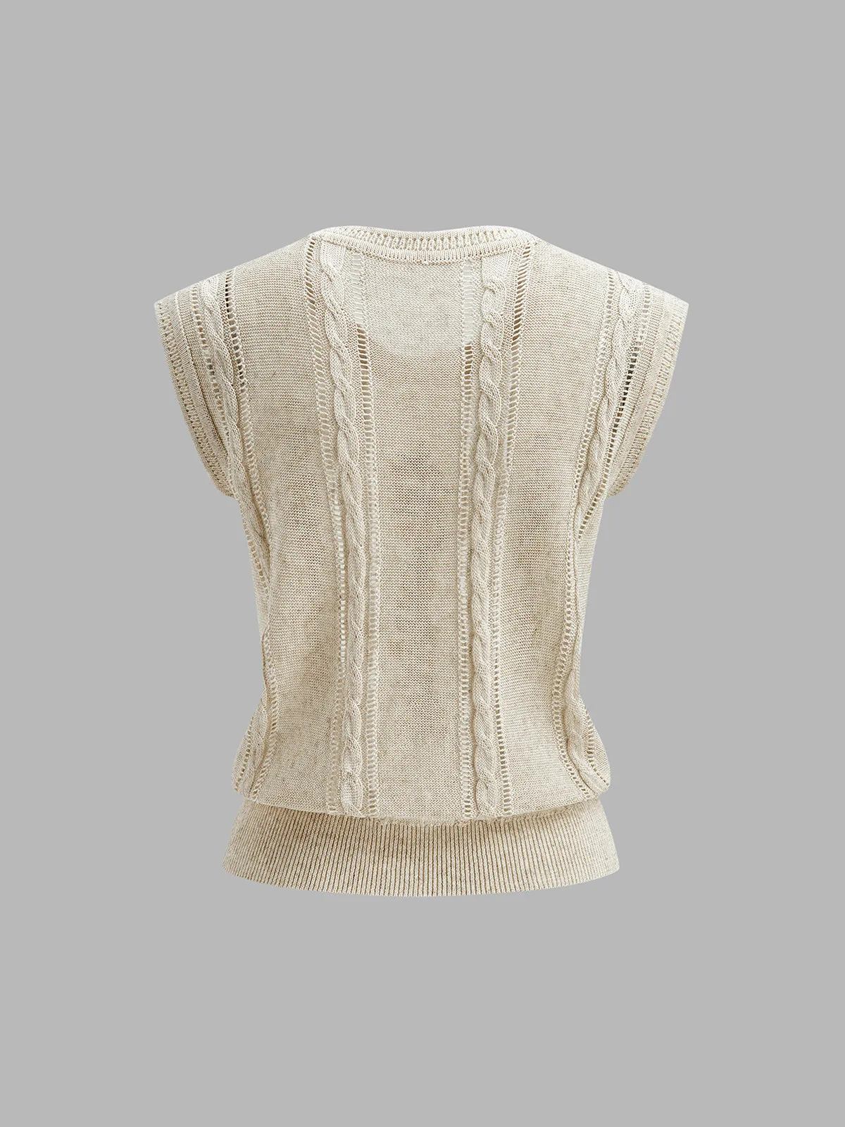 Floral Embroidery Cable Knit Vest sold by COMMENSE product image thumbnail 2