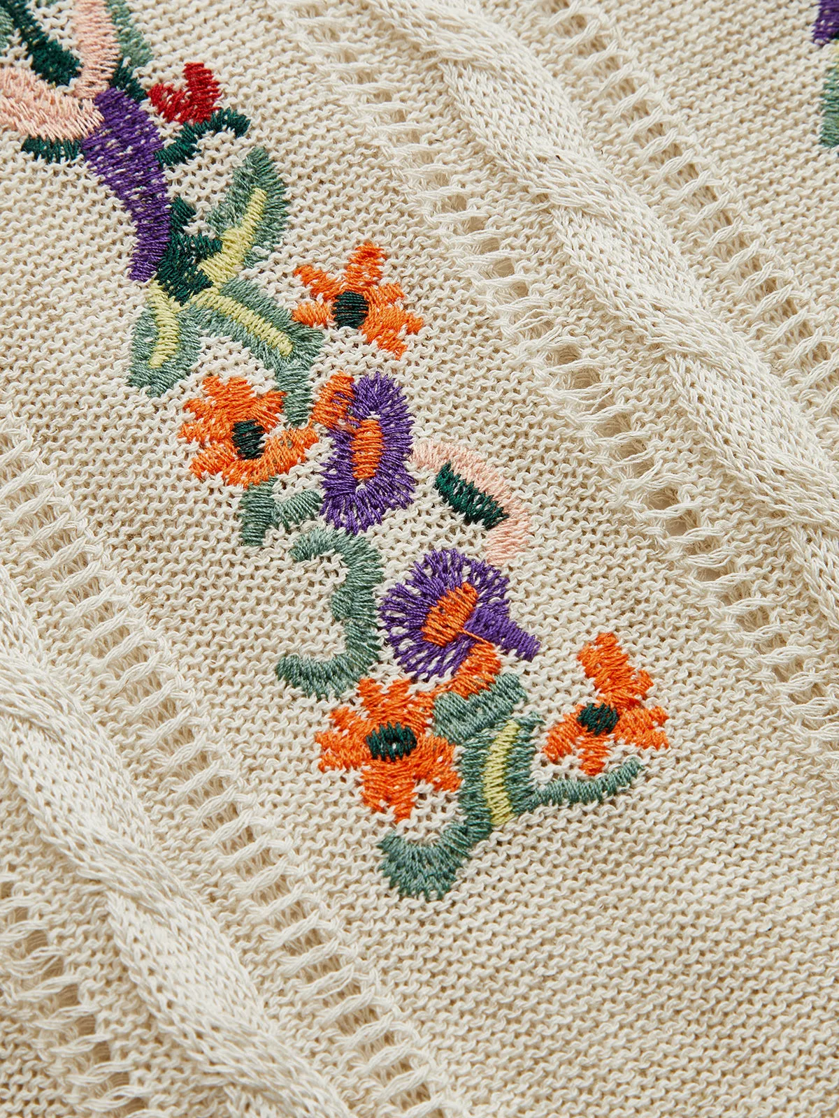 Floral Embroidery Cable Knit Vest sold by COMMENSE product image thumbnail 3
