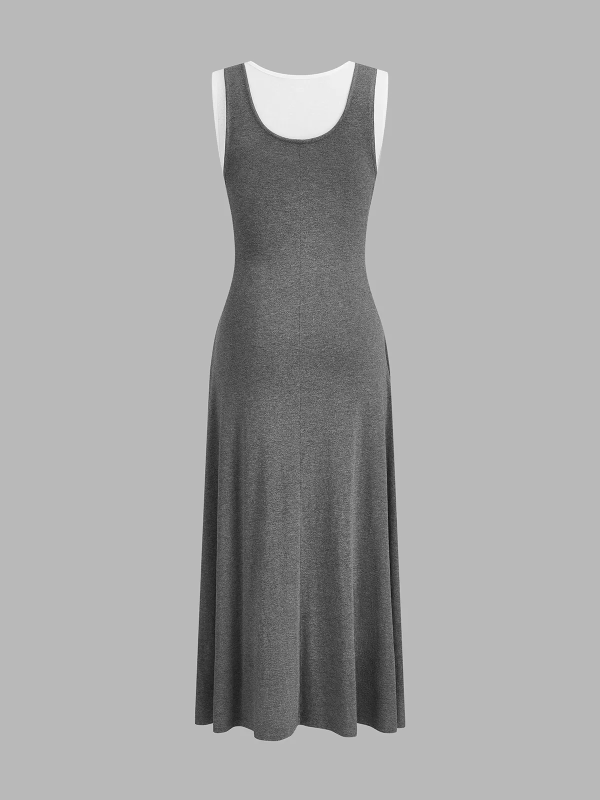Fake Two Piece Tie Waist Tank Midi Dress sold by COMMENSE product image thumbnail 2