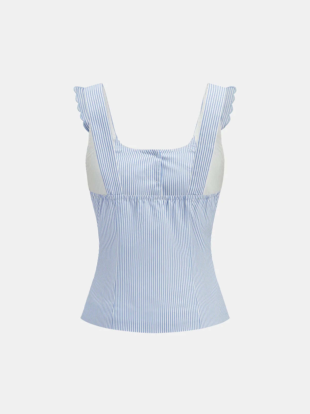 Scalloped Edge Striped Fold Over Tank Top sold by COMMENSE product image thumbnail 2