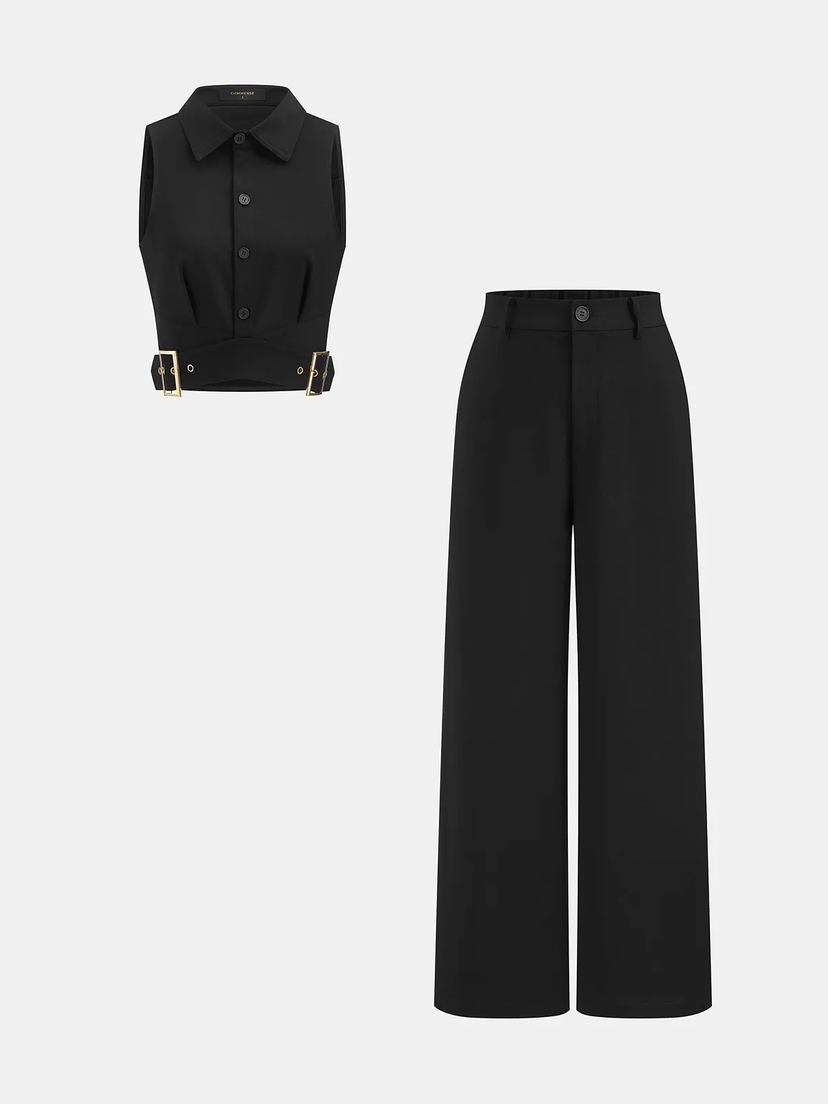Collared Buckle Detail Vest & Pants Set sold by COMMENSE product image thumbnail 3