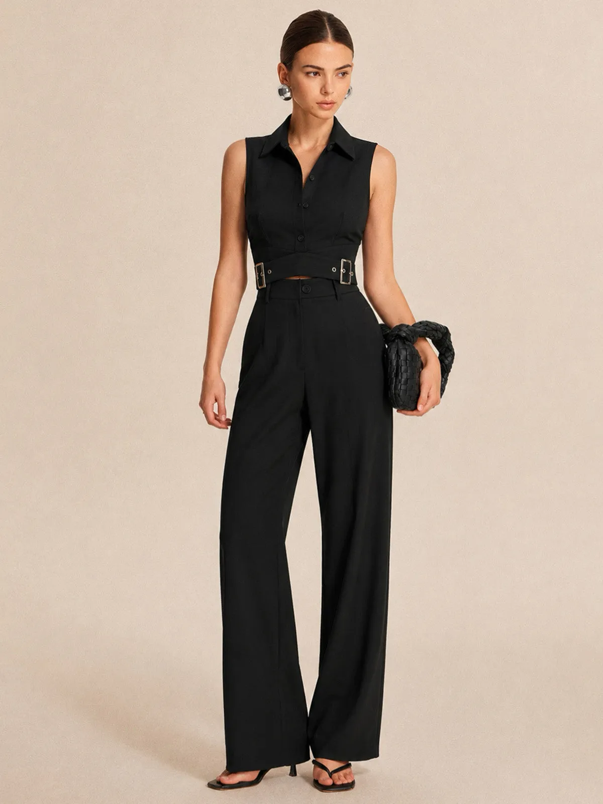 Collared Buckle Detail Vest & Pants Set sold by COMMENSE product image thumbnail 2