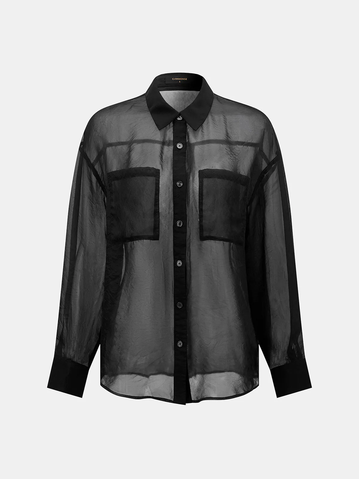 Sheer Organza Belted Loose Shirt sold by COMMENSE product image thumbnail 3