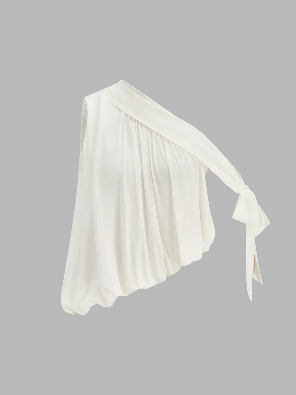 Diagonal Shoulder Tie Gathered Top sold by COMMENSE product image thumbnail 2