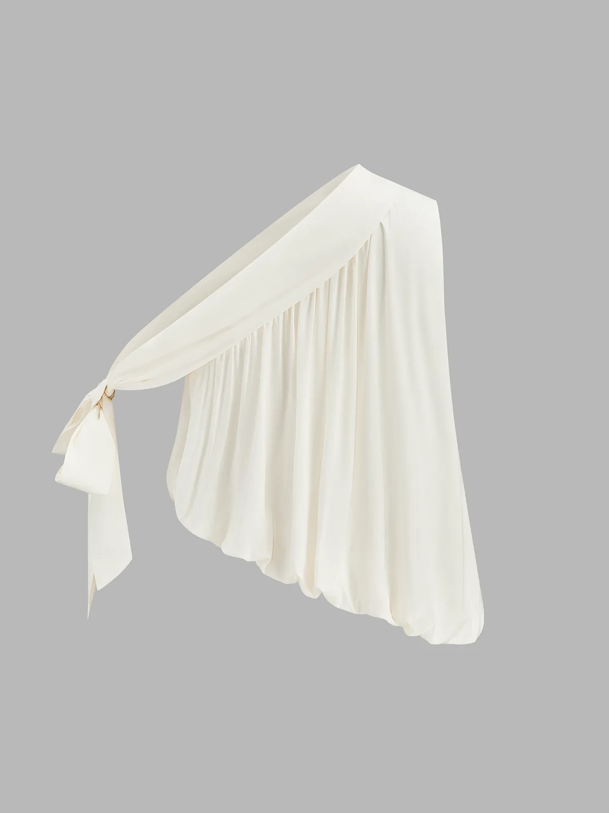 Diagonal Shoulder Tie Gathered Top sold by COMMENSE product image thumbnail 3