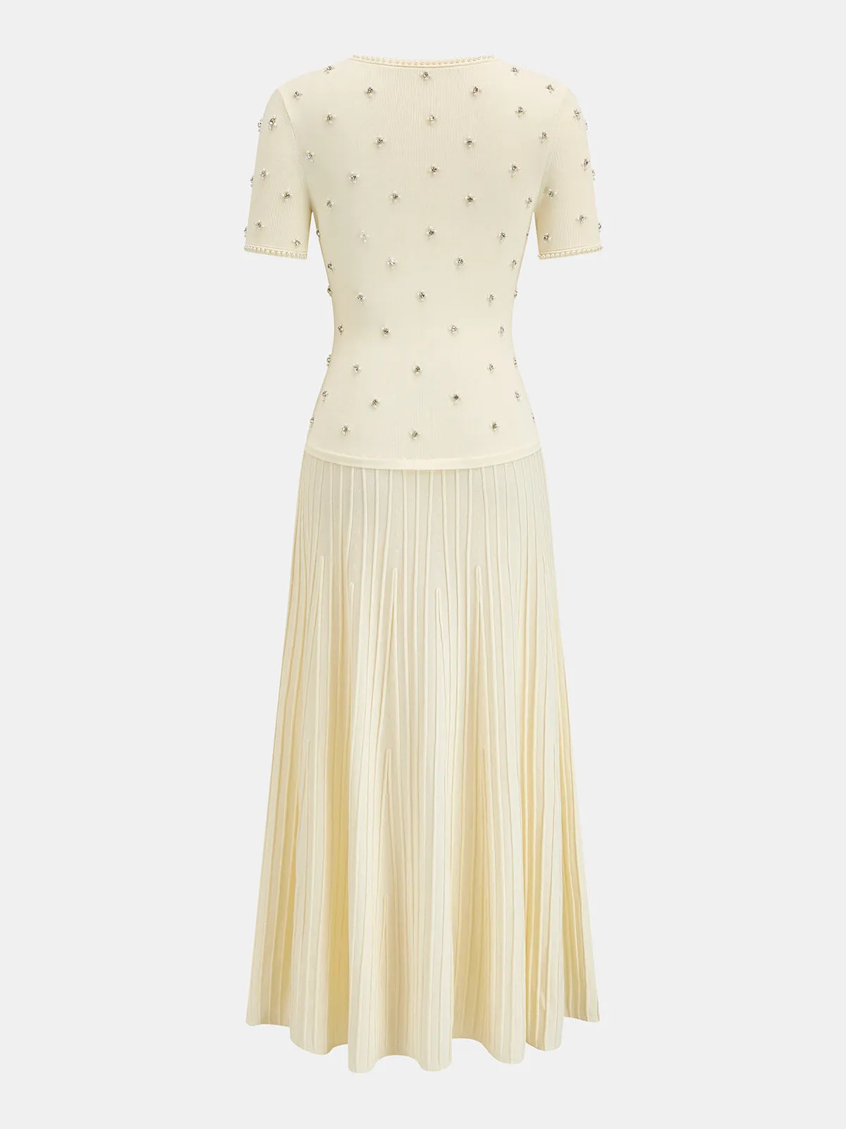 Pearl Rhinestone Rib Knit Midi Dress sold by COMMENSE product image thumbnail 3
