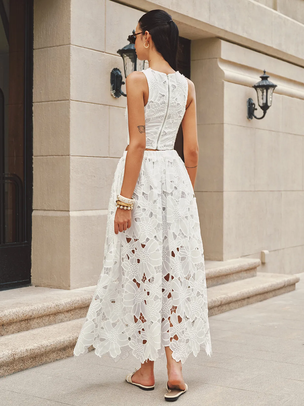 Guipure Lace Crop Top & Maxi Skirt Set sold by COMMENSE product image thumbnail 2