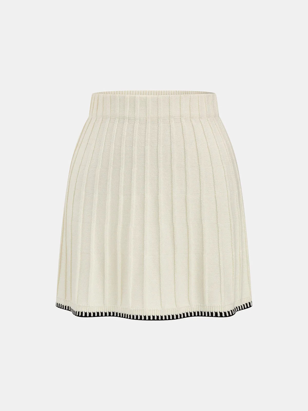 Contrast Trim Turtleneck Knit Top & Skirt Set sold by COMMENSE product image thumbnail 5