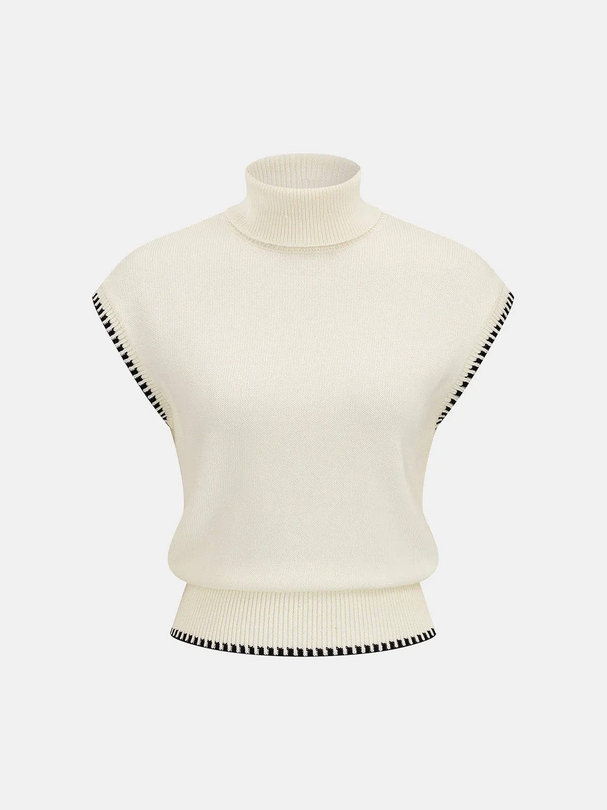 Contrast Trim Turtleneck Knit Top & Skirt Set sold by COMMENSE product image thumbnail 3