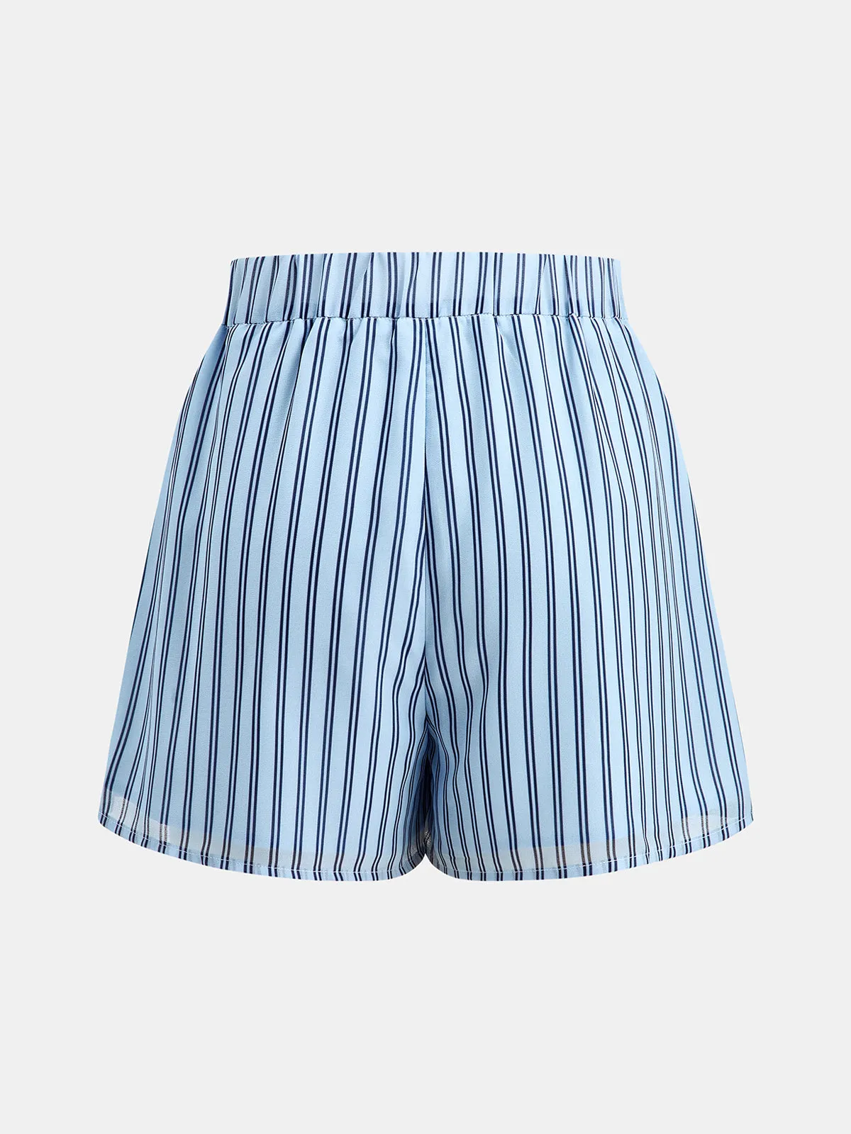 Striped Tie Waist Shirt & Shorts Set sold by COMMENSE product image thumbnail 5