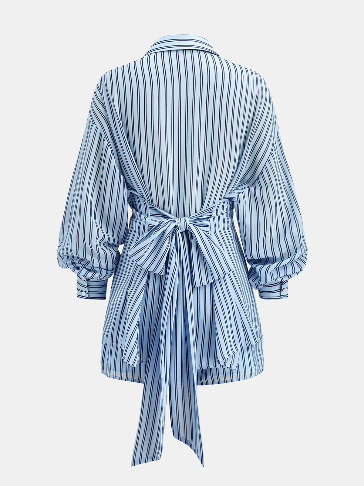 Striped Tie Waist Shirt & Shorts Set sold by COMMENSE product image thumbnail 2
