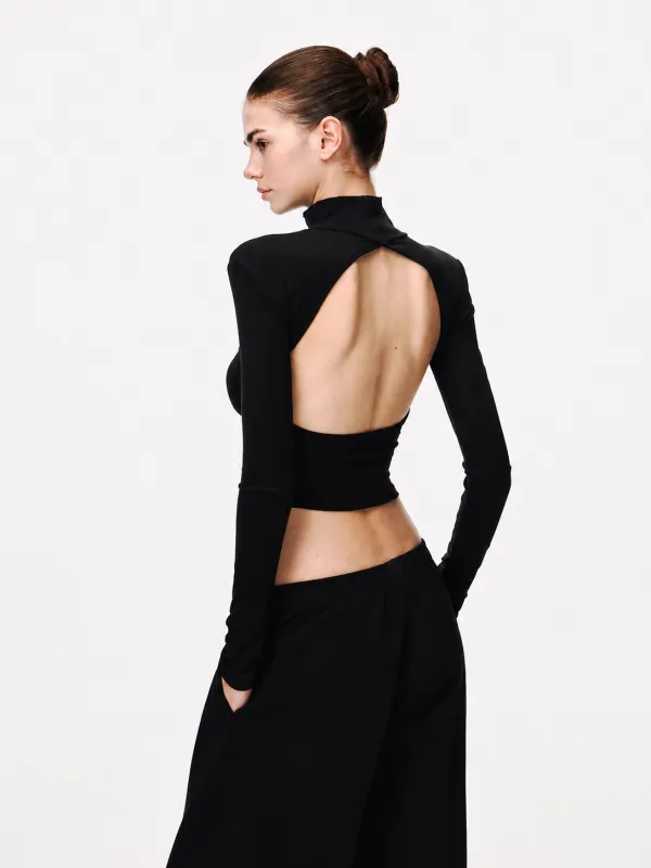Open-Back Mock Neck Top made by COMMENSE