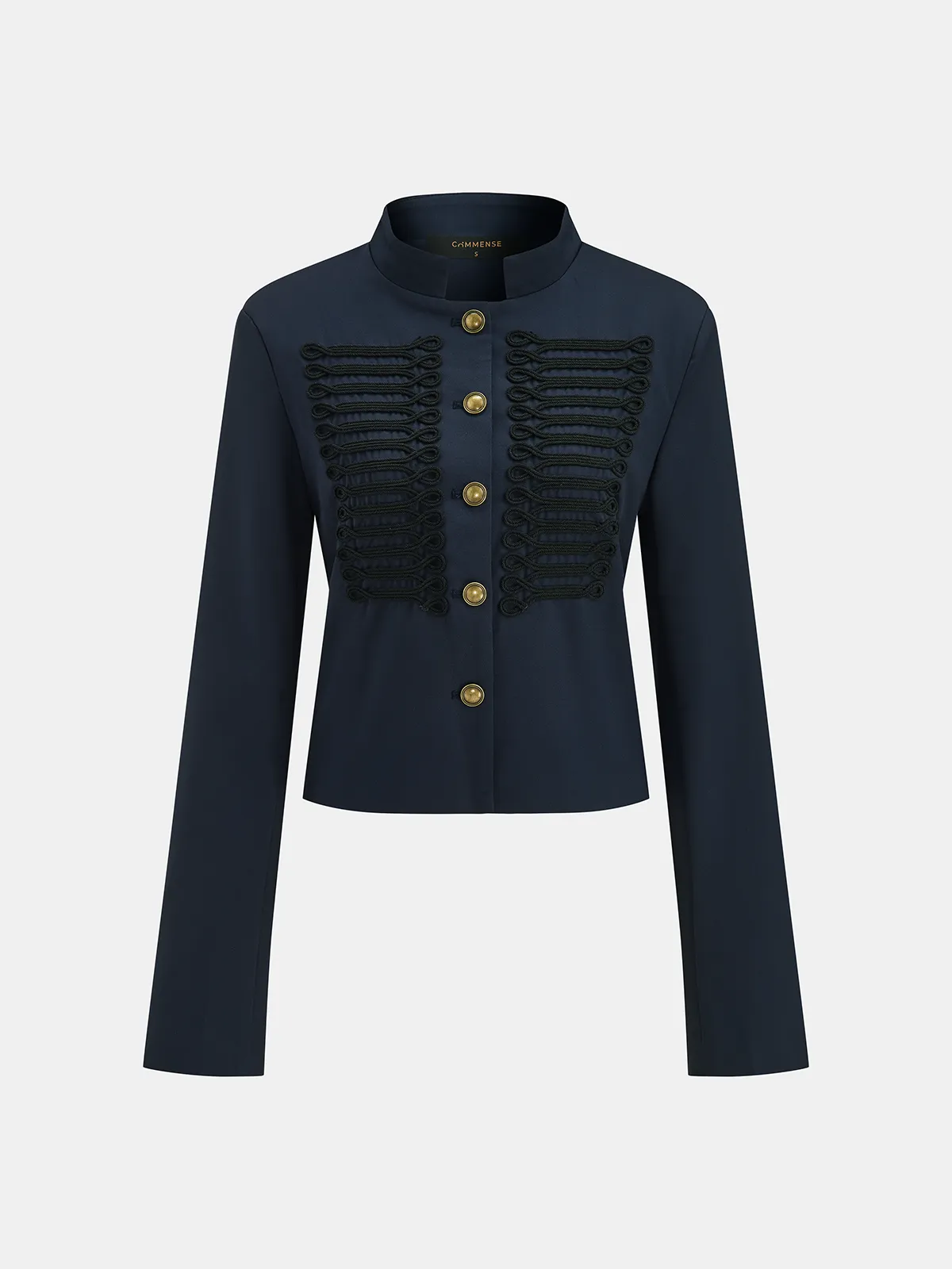 Military Style Stand Collar Cropped Blazer sold by COMMENSE product image thumbnail 2