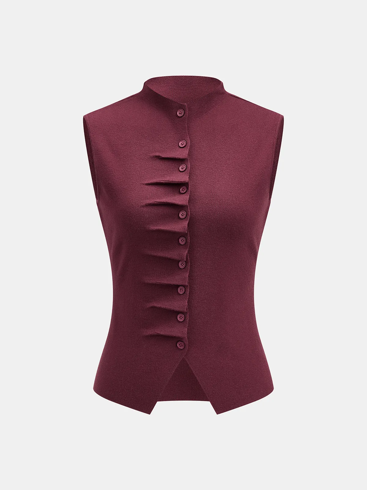 Ruched Button Knit Vest & Midi Skirt Set sold by COMMENSE product image thumbnail 3
