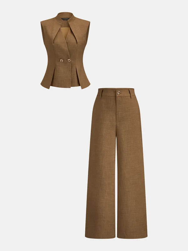 Structured Stand Collar Vest & Pants Set made by COMMENSE