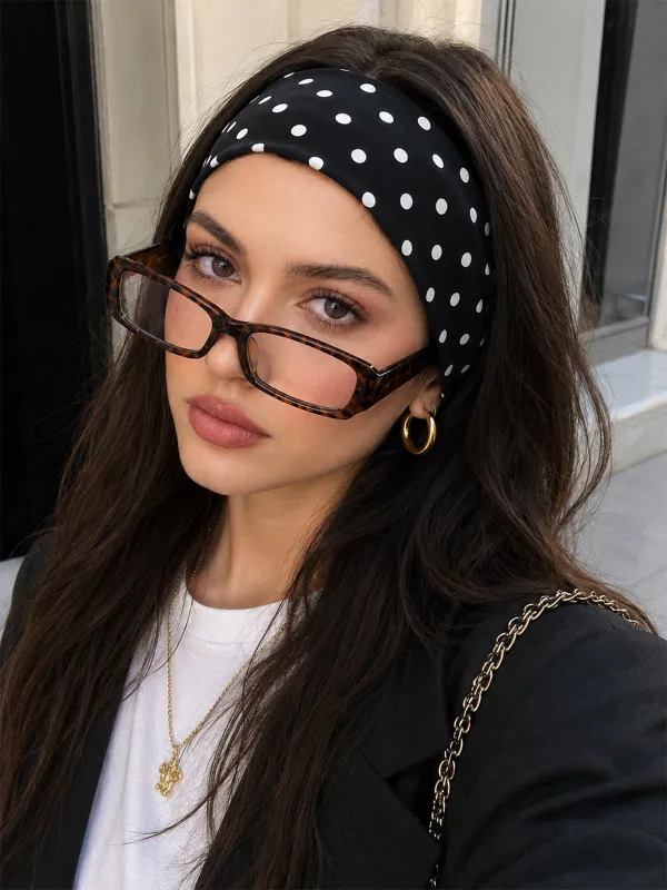 Polka Dot Wide Cotton Headband made by COMMENSE