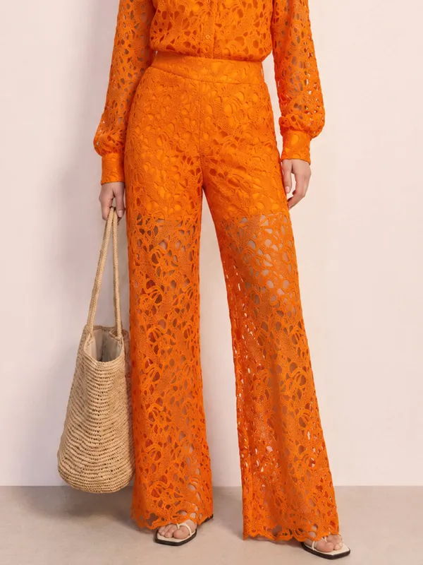 Guipure Lace Wide-Leg Pants made by COMMENSE