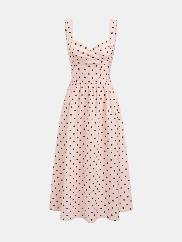 Polka Dot Swing Midi Dress made by COMMENSE