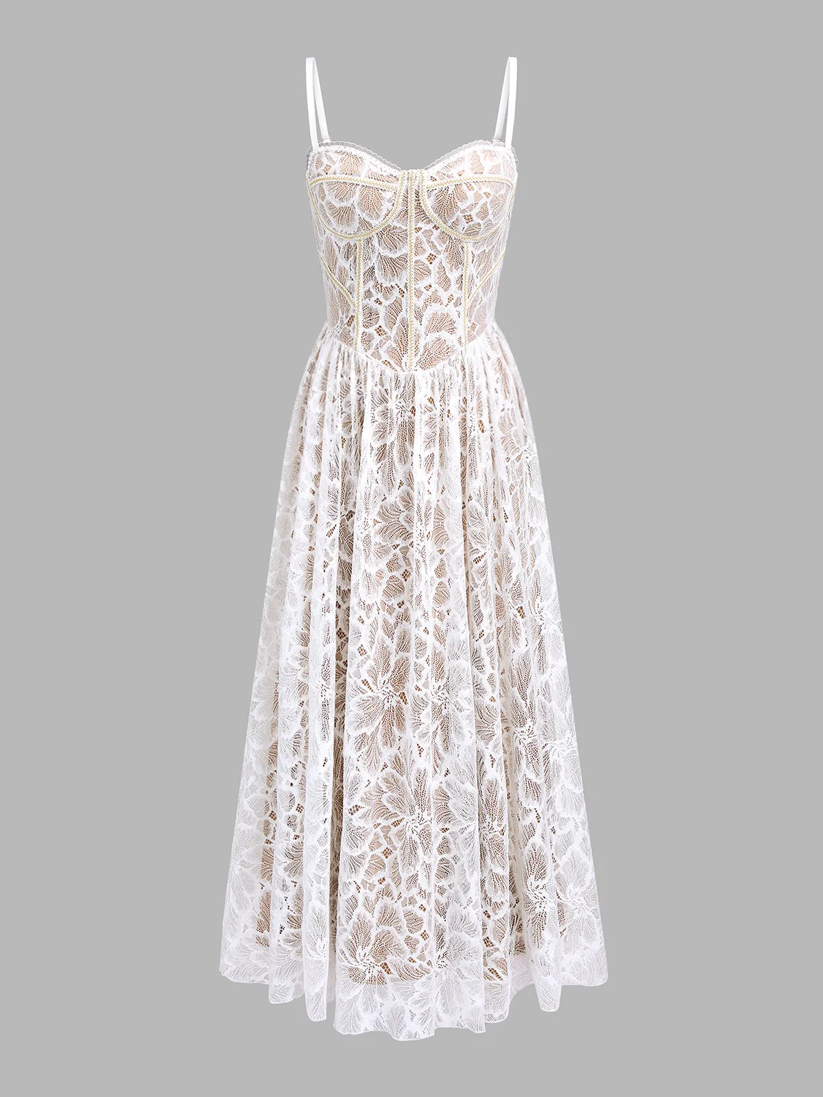 Corset Waist Lace Midi Dress sold by COMMENSE product image thumbnail 2
