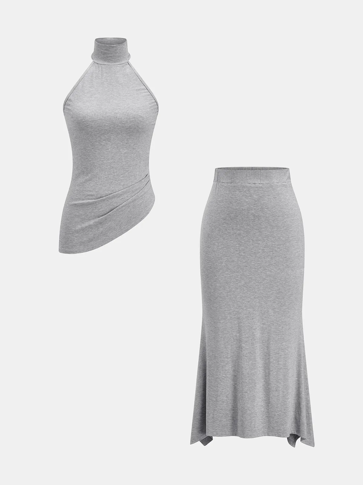 Open Back Halter Top & Maxi Skirt Set sold by COMMENSE product image thumbnail 3