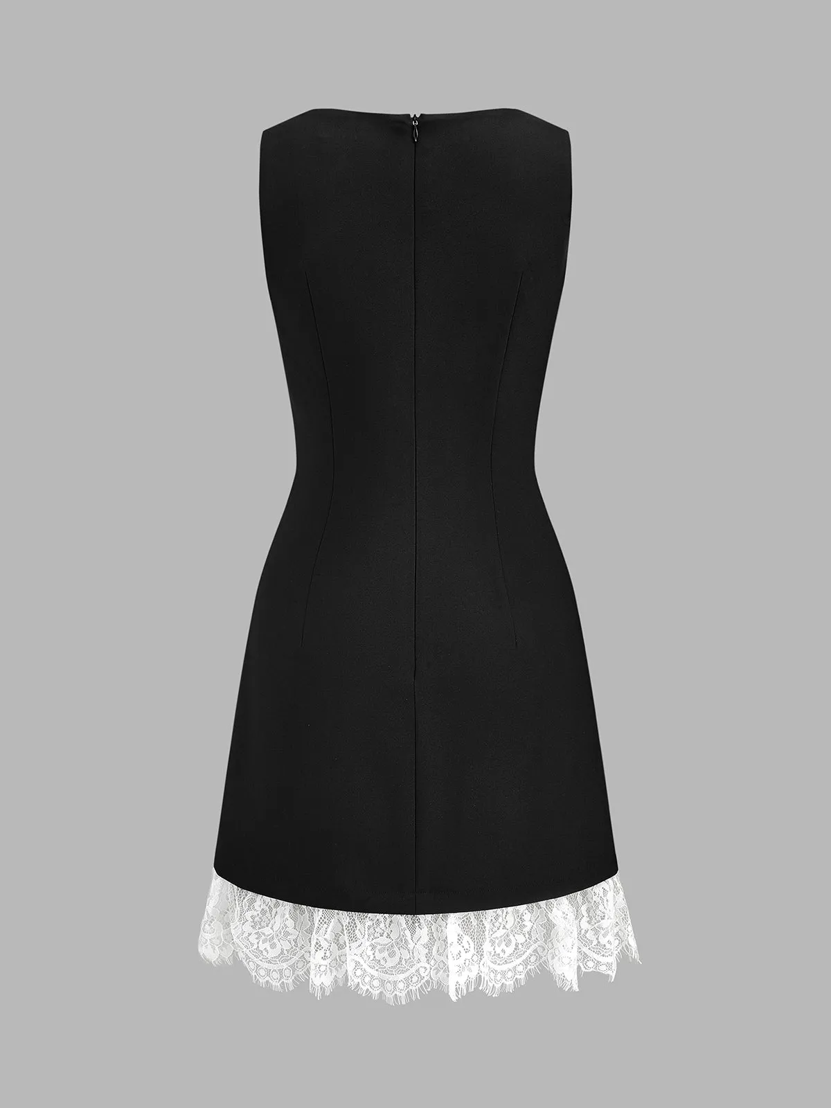 Lace Hem Bow Sleeveless Cotton Mini Dress sold by COMMENSE product image thumbnail 4