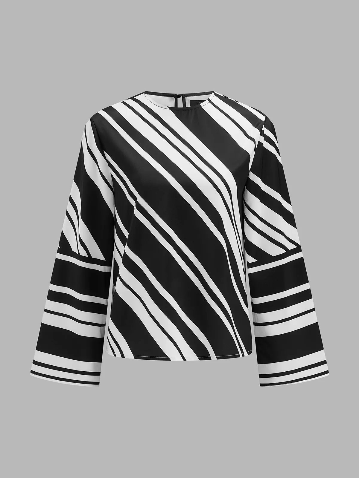 Diagonal Stripe Long Sleeve Blouse sold by COMMENSE product image thumbnail 2