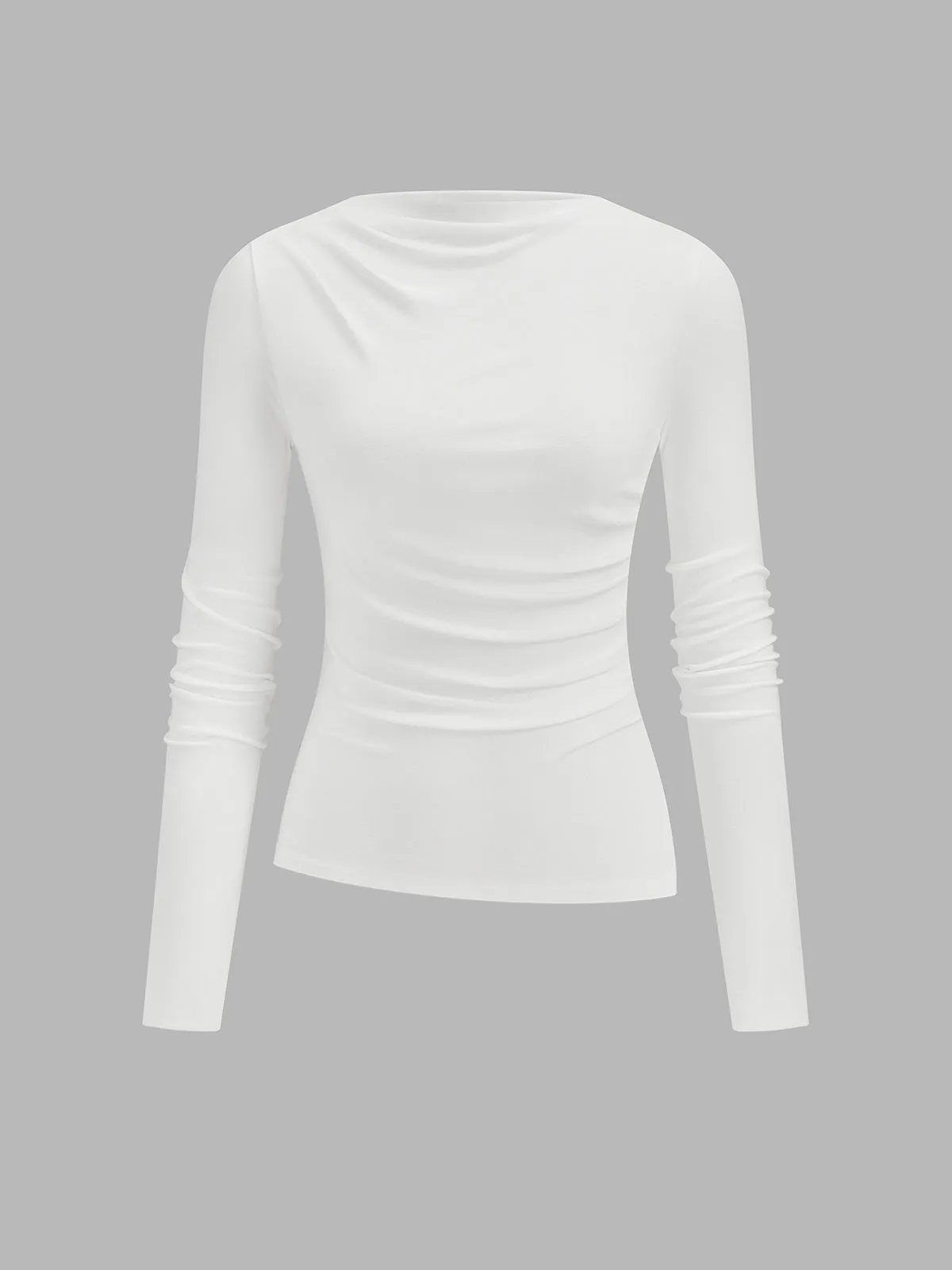 Basic Ruched Long Sleeve Top sold by COMMENSE product image thumbnail 4