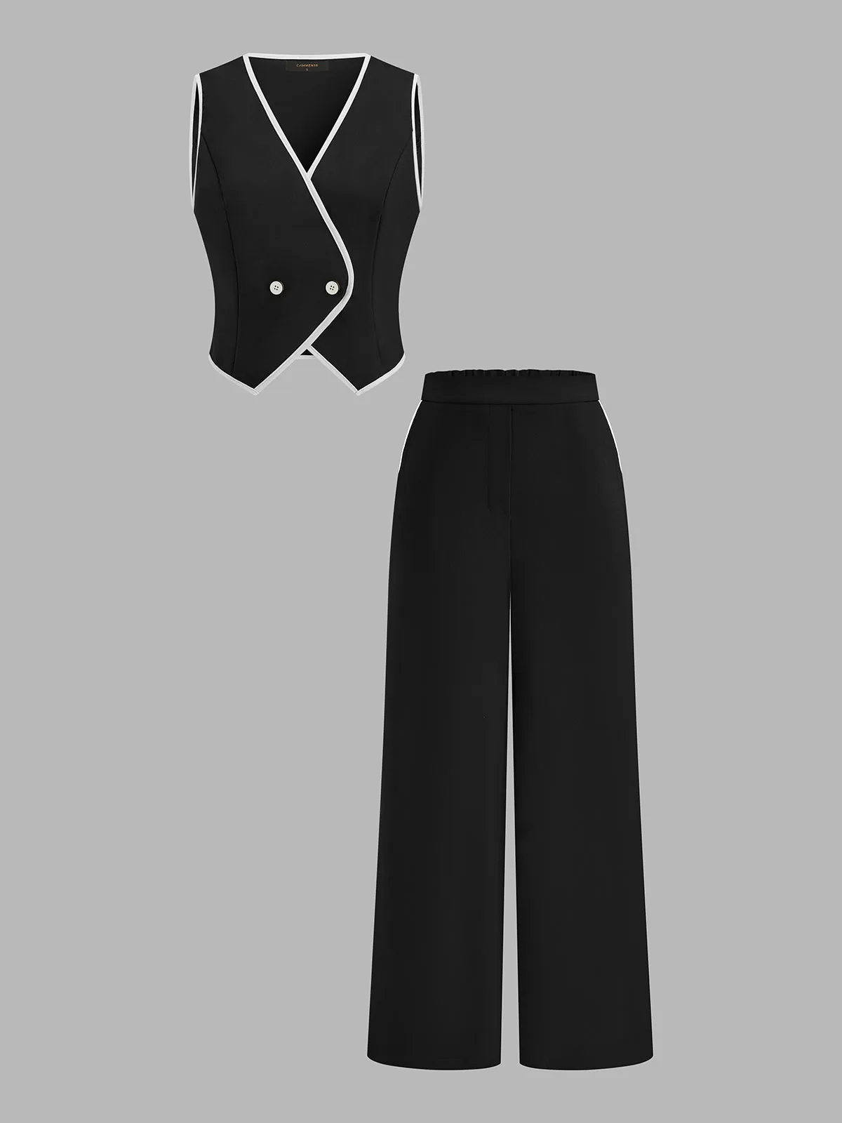 Contrast Piping Two Piece Pants Set sold by COMMENSE product image thumbnail 2
