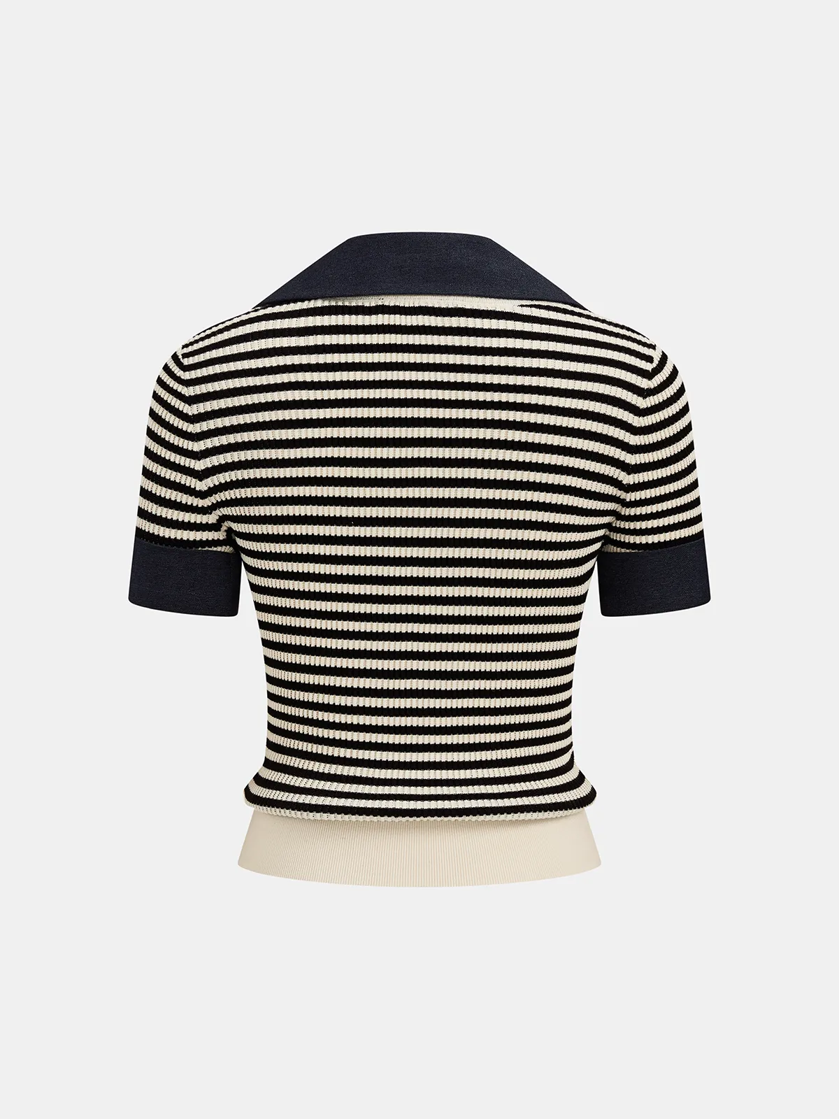 Striped Lapel V Neck Knit Top sold by COMMENSE product image thumbnail 3