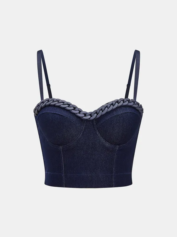 Braided Trim Cami Corset Top made by COMMENSE