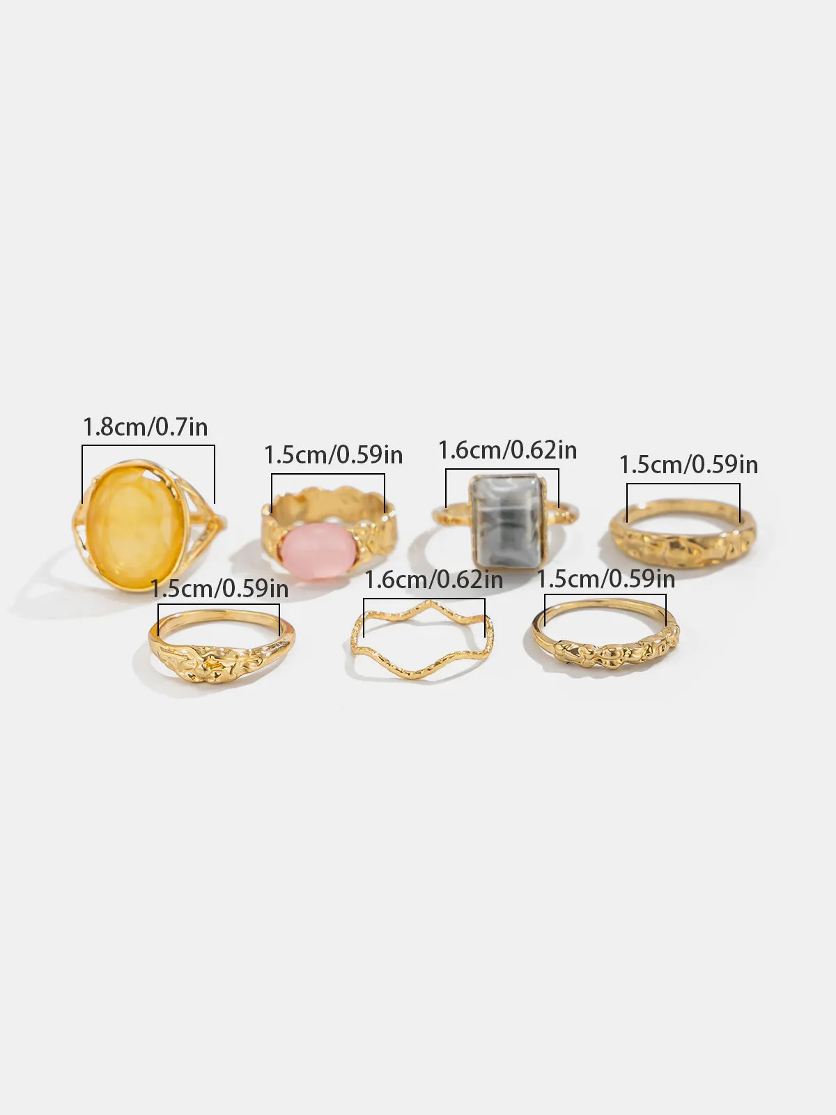 7pcs Vintage Gemstone Stacking Ring Set sold by COMMENSE product image thumbnail 4