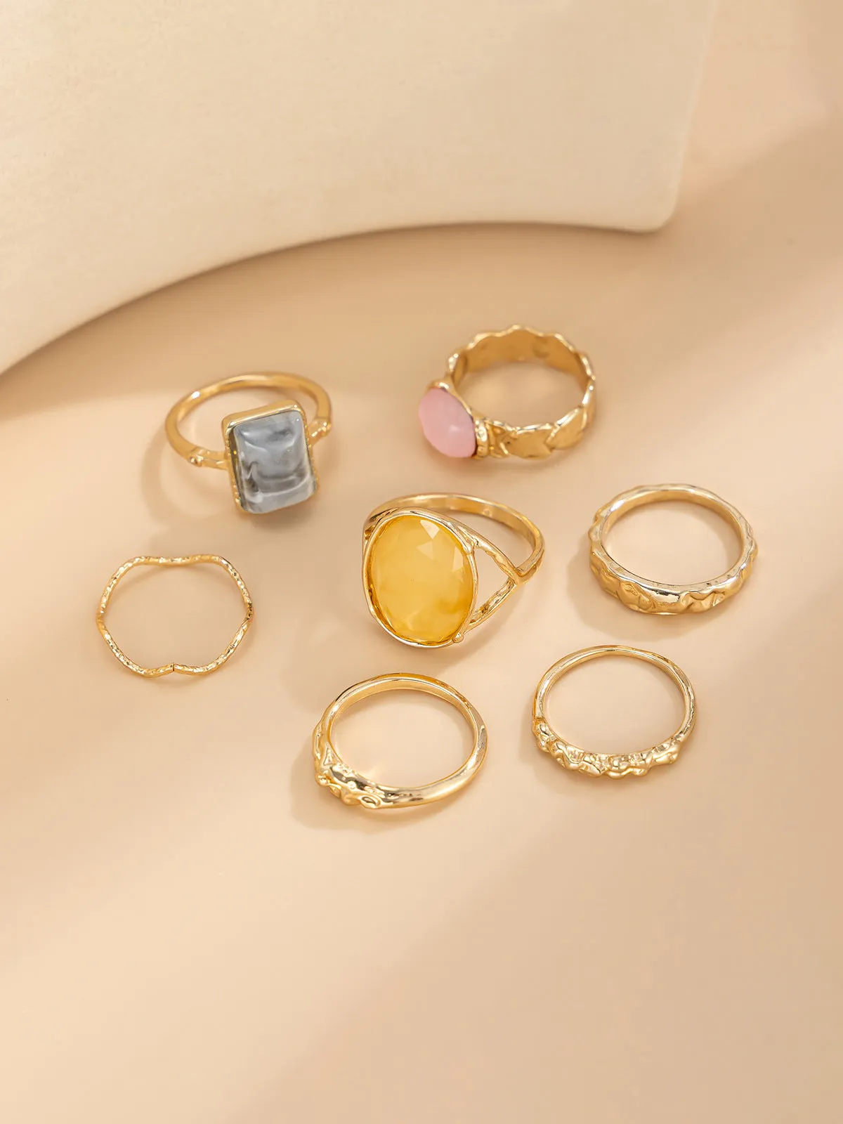 7pcs Vintage Gemstone Stacking Ring Set sold by COMMENSE product image thumbnail 3